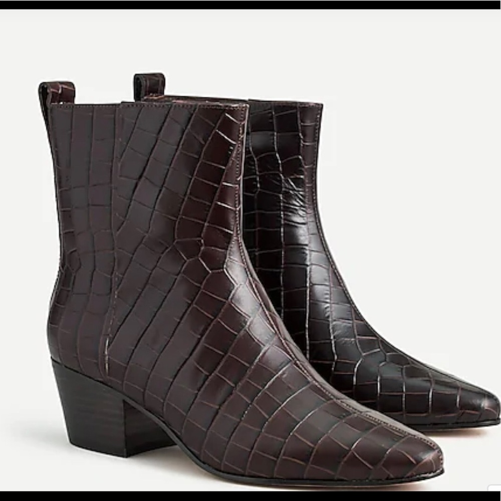 J. Crew Croc-embossed western boots.🔥